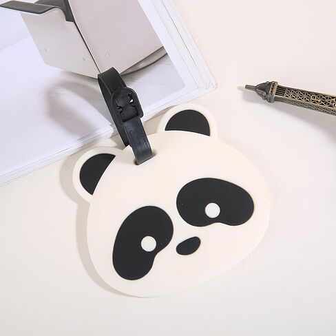 Panda Silicone Luggage Tag - Cute Animal Suitcase Identifier with Name ID Card Holder, Funny Travel Bag Label for Kids & Adults (4) in Saudi Arabia