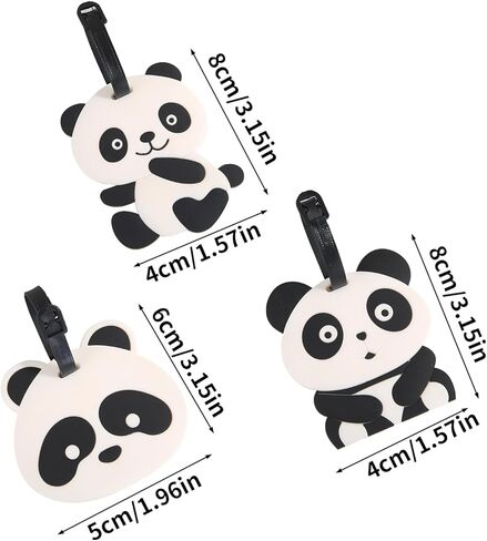Panda Silicone Luggage Tag - Cute Animal Suitcase Identifier with Name ID Card Holder, Funny Travel Bag Label for Kids & Adults (4) in Saudi Arabia