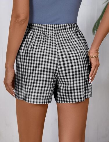 Womens Casual Boxer Shorts Cotton Pajama Pj Gingham Lounge Sleep Y2K Plaid Shorts Summer Beach Bottoms in Saudi Arabia