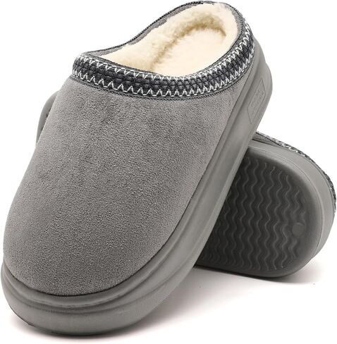 شباشب منزلية للنساء والرجال، شباشب نسائية منصة EVA نعل دافئ غامض مبطن بالفرو الصناعي من جلد الغزال قصير أحذية الكاحل للنساء أحذية مضادة للانزلاق مقاس داخلي in Kuwait