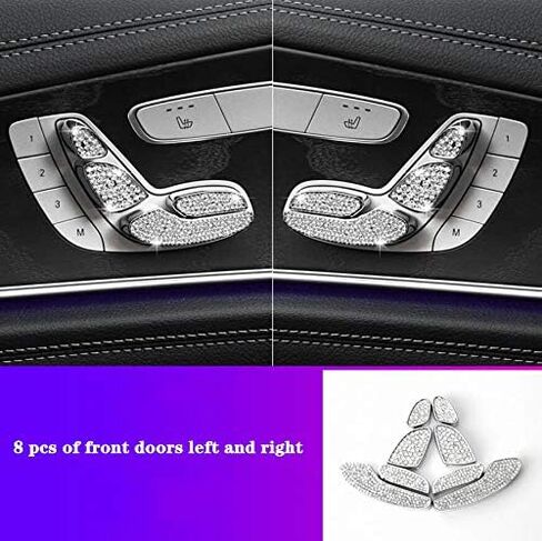 Car Bling Interior Decals Accessories Seat Adjustment Button Bling Accessories for Mercedes Benz C300 Coupe W212 W213 E300 E400 CLS350 CLS450 8pcs/Set (for C300 Coupe E Class CLS 2016-2021) in Saudi Arabia