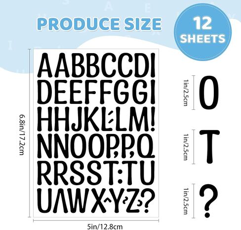 648 PCS Letter Stickers Small 12 Sheets Alphabet Stickers Waterproof Self-Adhesive Vinyl Letters for Water Bottles Cup Scrapbooking Mailbox Crafts Sign Notebook Classroom Home Decor (Black, 1 Inch) in Kuwait
