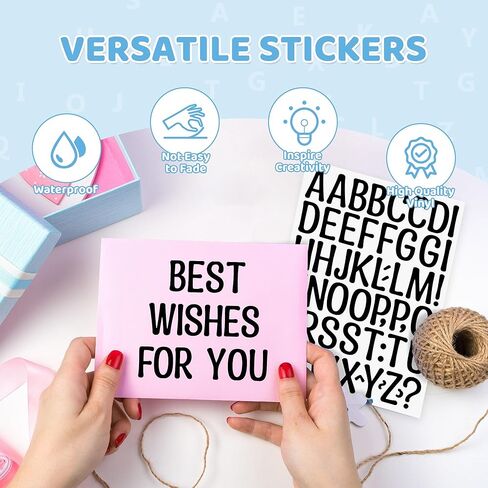 648 PCS Letter Stickers Small 12 Sheets Alphabet Stickers Waterproof Self-Adhesive Vinyl Letters for Water Bottles Cup Scrapbooking Mailbox Crafts Sign Notebook Classroom Home Decor (Black, 1 Inch) in Kuwait