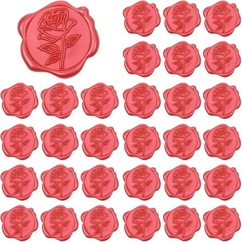 Sibba 30pcs Red Rose Wax Seal Stickers for Envelopes Self-Adhesive Envelope Seals Wax Stamp Flower Stickers for Wedding Invitation Vintage Envelope Sticker for Greeting Cards Valentine's Gift Wrapping in Saudi Arabia
