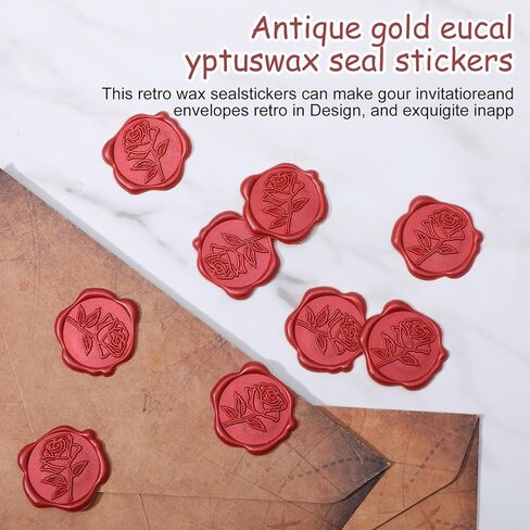 Sibba 30pcs Red Rose Wax Seal Stickers for Envelopes Self-Adhesive Envelope Seals Wax Stamp Flower Stickers for Wedding Invitation Vintage Envelope Sticker for Greeting Cards Valentine's Gift Wrapping in Saudi Arabia
