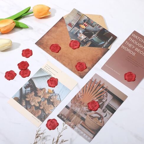 Sibba 30pcs Red Rose Wax Seal Stickers for Envelopes Self-Adhesive Envelope Seals Wax Stamp Flower Stickers for Wedding Invitation Vintage Envelope Sticker for Greeting Cards Valentine's Gift Wrapping in Saudi Arabia
