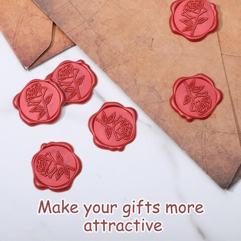 Sibba 30pcs Red Rose Wax Seal Stickers for Envelopes Self-Adhesive Envelope Seals Wax Stamp Flower Stickers for Wedding Invitation Vintage Envelope Sticker for Greeting Cards Valentine's Gift Wrapping in Saudi Arabia
