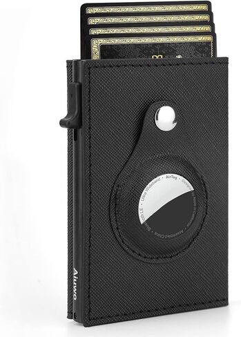 Aiuwo AirTag Wallet for Mens Wallet,Card Holder for AirTag,Smart,RFID Blocking,Slim Wallet for Front Pocket-8-12 Card Capacity (Pu Leather, Carbon Fiber) in Saudi Arabia