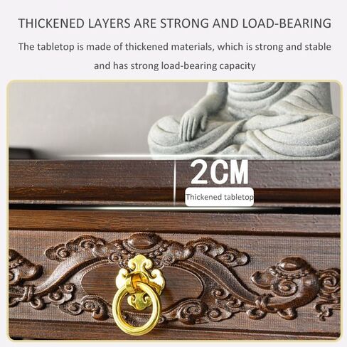 Wall-Mounted Buddha Statue Stand Shrine Altar Table ,Guanyin God Of Wealth Guangong Display Pedestal Offering Pooja Table, Bamboo Prayer Buddhist Niche Incense Table Tribute Table Puja Table in Saudi Arabia