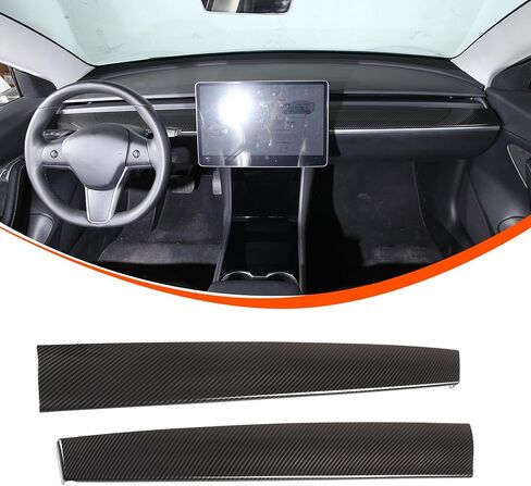 غطاء لوحة أجهزة القياس متوافق مع طراز Tesla 3/Y 2017-2021، غطاء شريطي للوحة أجهزة القياس المركزية، ملحقات حماية الديكور الداخلي للسيارة ABS (حبوب خشب الكمثرى) in Kuwait