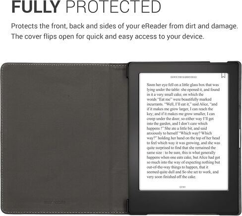 حافظة kwmobile متوافقة مع Kobo Aura H2O Edition 1 - غطاء القارئ الإلكتروني من جلد البولي يوريثان والقماش - رمادي داكن/أسود in Saudi Arabia