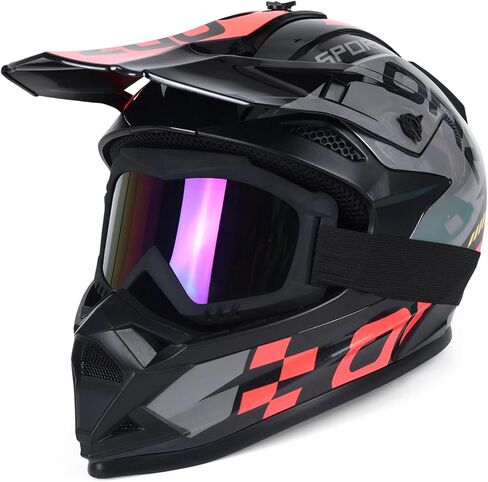 Adult Dirt Bike Helmet Motorcycle Racing Street Bike Off-Road Mountain Bike BMX MX ATV Helmet with Cycling Glasses and Visor for Unisex-Adult in Saudi Arabia