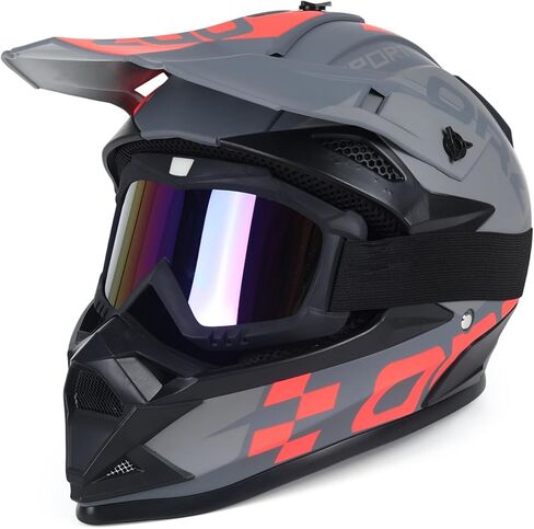 Adult Dirt Bike Helmet Motorcycle Racing Street Bike Off-Road Mountain Bike BMX MX ATV Helmet with Cycling Glasses and Visor for Unisex-Adult in Saudi Arabia
