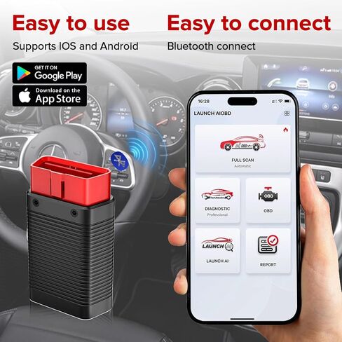 LAUNCH AIOBD Bluetooth OBD2 Scanner - Full System Diagnostics, AI Explains Faults Simply, Parts/Labor/Cost Estimates, Works with iPhone & Android in Saudi Arabia