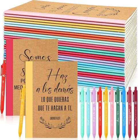 Maitys 40 Pcs Easter Spanish Christian Gift Regalos Cristianos En Español Regalos Para Religious Notebook Bible Verse Pen Inspirational Prayer Journal for Women Men Church Sunday School (Bright) in Saudi Arabia