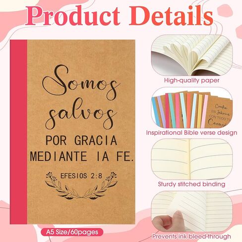 Maitys 40 Pcs Easter Spanish Christian Gift Regalos Cristianos En Español Regalos Para Religious Notebook Bible Verse Pen Inspirational Prayer Journal for Women Men Church Sunday School (Bright) in Saudi Arabia