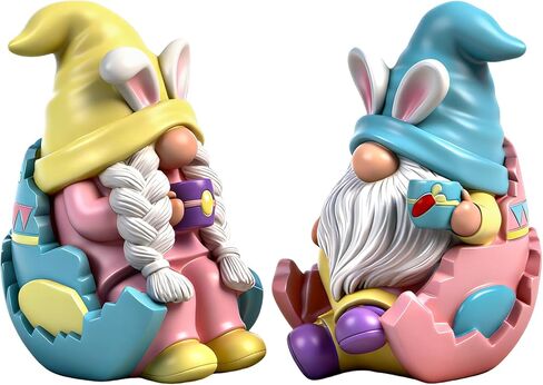 عيد الفصح التماثيل ديكور 2 قطعة زينة الأرنب الراتنج الربيع منضدية التماثيل داخلي عطلة تحصيل تمثال للنساء الرجال الاطفال in Kuwait