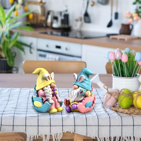 عيد الفصح التماثيل ديكور 2 قطعة زينة الأرنب الراتنج الربيع منضدية التماثيل داخلي عطلة تحصيل تمثال للنساء الرجال الاطفال in Kuwait
