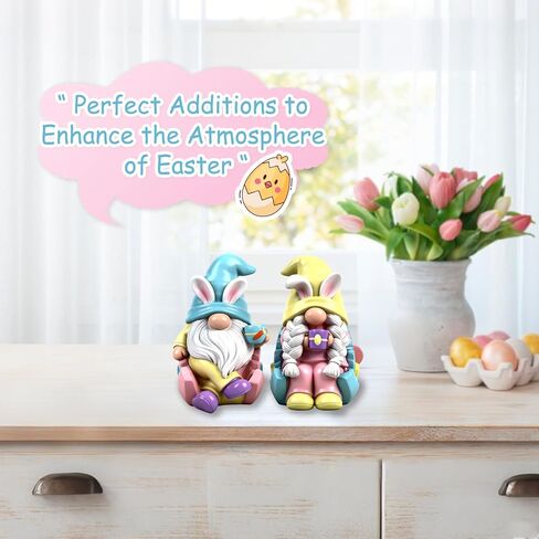عيد الفصح التماثيل ديكور 2 قطعة زينة الأرنب الراتنج الربيع منضدية التماثيل داخلي عطلة تحصيل تمثال للنساء الرجال الاطفال in Kuwait