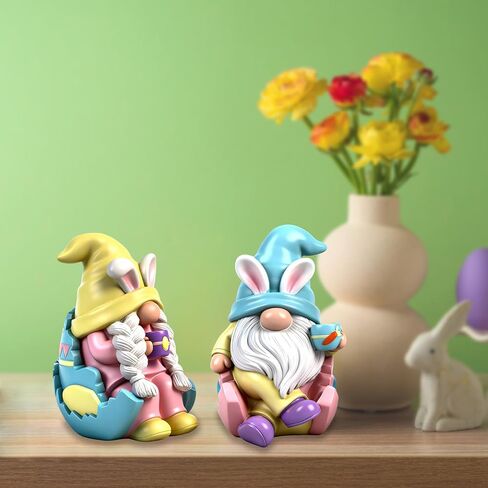 عيد الفصح التماثيل ديكور 2 قطعة زينة الأرنب الراتنج الربيع منضدية التماثيل داخلي عطلة تحصيل تمثال للنساء الرجال الاطفال in Kuwait