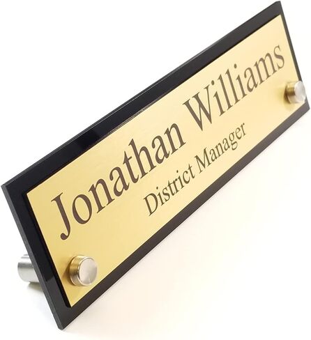 لافتة مكتبية للمكتب التنفيذي - منقوشة خصيصًا بدرجتين من اللون مع لوحة خلفية من الأكريليك، ولوحة، ولوحة اسم تميزك!! - 2 بوصة × 8 بوصة من 2 بوصة × 10 بوصة - علامة منقوشة بالليزر in Kuwait