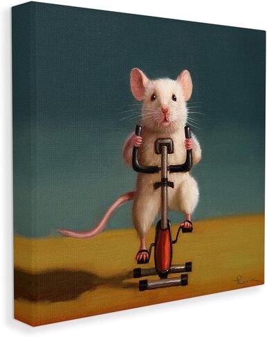 Stupell Industries Funny Workout Mouse Canvas Wall Art by Lucia Heffernan in Kuwait