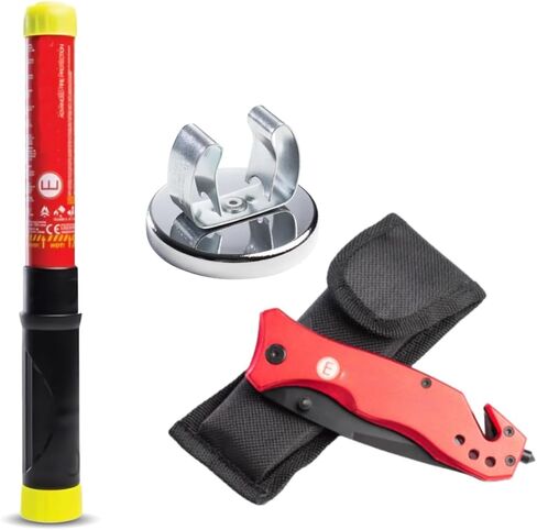 100-Second Fire Safety Stick with Magnetic Mount & Emergency Knife – Mess-Free, Maintenance-Free | Fire Protection for Vehicle, Garage & Industrial Use – 1 Set in Kuwait
