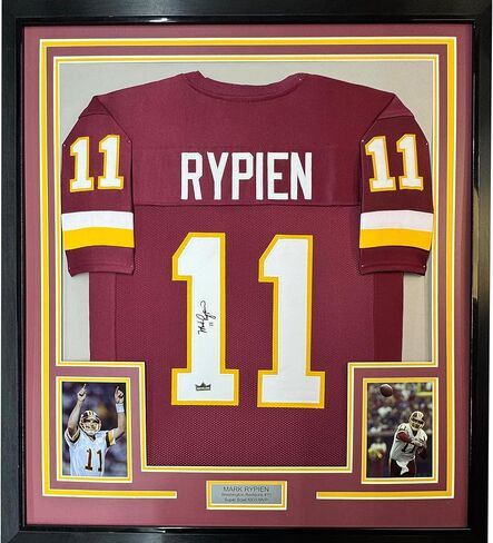 Framed Facsimile Autographed Mark Rypien 35x39 Washington Red Reprint Laser Auto Football Jersey in Saudi Arabia