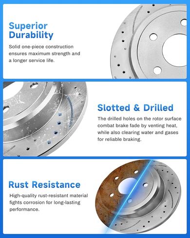 Anpulsero Rear Brake Kit, Brake Rotors and Ceramic Brake Pads Compatible with 2013-2019 Nissan Sentra, 2002-2023 Nissan Altima(2019-2023 with Manual Parking Brake) - 291.5mm(11.5in)- Rear Brake Rotors in Saudi Arabia