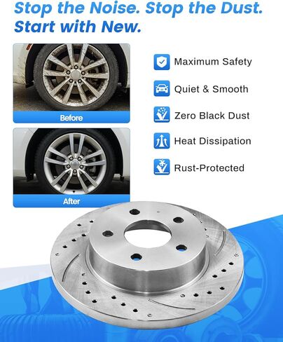 Anpulsero Rear Brake Kit, Brake Rotors and Ceramic Brake Pads Compatible with 2013-2019 Nissan Sentra, 2002-2023 Nissan Altima(2019-2023 with Manual Parking Brake) - 291.5mm(11.5in)- Rear Brake Rotors in Saudi Arabia