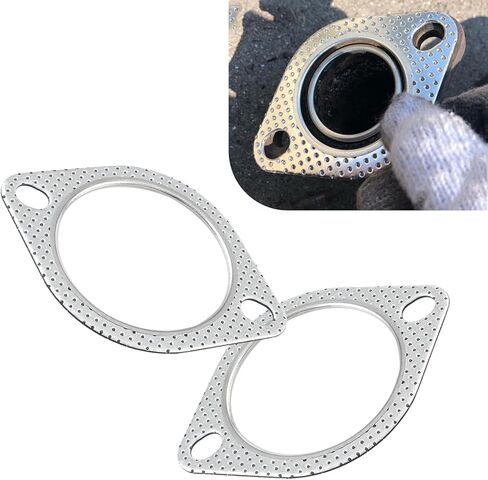 2PCS Car Exhaust Gasket, 3" 2 Bolt Exhaust Flange Gasket Made of High Temp Gaskets Material, Standard Oval Ultra Seal Muffler Exhausts Manifold Flange Gaskets, Universal Car Accessories（3in） in Saudi Arabia