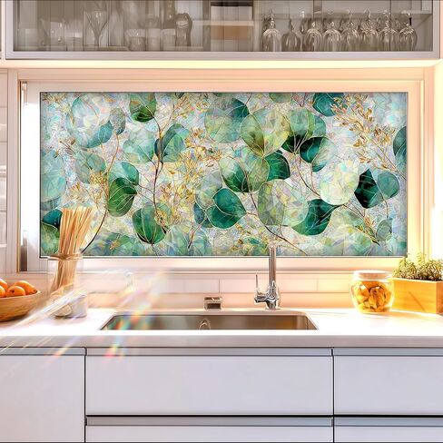 Window Film Colorful Flower Design PVC Privacy Window Film for Glass Panels 39.3x17.7 Inches Living Room Bathroom Stained Glass Windows Film Static Cling Decorative Reusable Home Decor in Saudi Arabia
