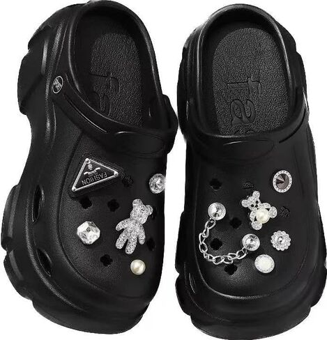 Women's DIY Platform Clogs Slip On Slides Shoes Beach Sandals Gardener Clog Hight Heels Mule Slippers Garden Shoes Accessories Sandals in Saudi Arabia
