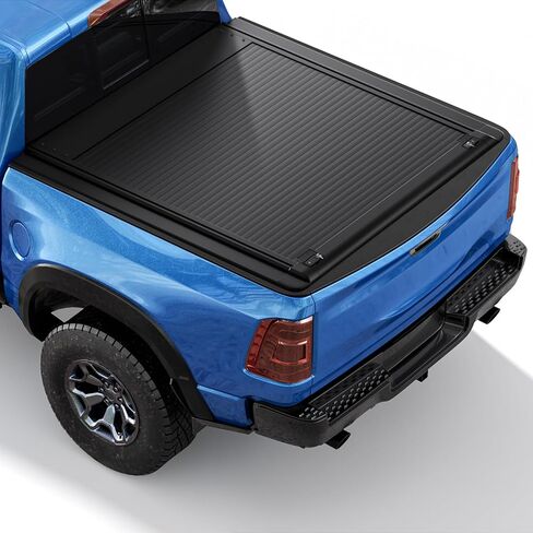 Retractable Hard Tonneau Cover Fits2009-2026 Dodge Ram 1500 & 2500 6' 4" Bed Without Ram Box (76.3"), Black Low Profile Waterproof Aluminum, Compatible for Crossbar and Cargo Racks in Saudi Arabia