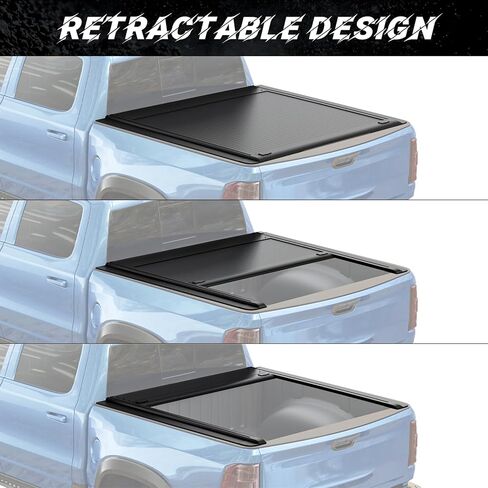 Retractable Hard Tonneau Cover Fits2009-2026 Dodge Ram 1500 & 2500 6' 4" Bed Without Ram Box (76.3"), Black Low Profile Waterproof Aluminum, Compatible for Crossbar and Cargo Racks in Saudi Arabia