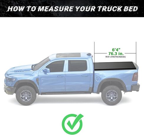 Retractable Hard Tonneau Cover Fits2009-2026 Dodge Ram 1500 & 2500 6' 4" Bed Without Ram Box (76.3"), Black Low Profile Waterproof Aluminum, Compatible for Crossbar and Cargo Racks in Saudi Arabia