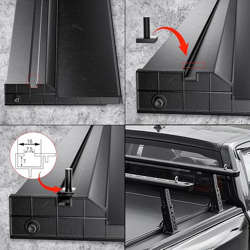 Retractable Hard Tonneau Cover Fits2009-2026 Dodge Ram 1500 & 2500 6' 4" Bed Without Ram Box (76.3"), Black Low Profile Waterproof Aluminum, Compatible for Crossbar and Cargo Racks in Saudi Arabia