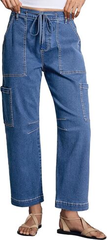 Dokotoo Jeans for Women Casual High Waisted Straight Wide Leg Pants Loose Cargo Denim Pants with Pockets in Saudi Arabia