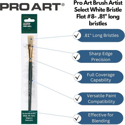 Pro Art Brush White Bristle Flat #8 Pkg, Paint Brushes, Acrylic Paint Brush Set, Brushes Acrylic Painting, Small Brushes, Paintbrush, Brushes in Saudi Arabia