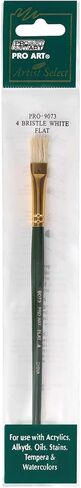 Pro Art Brush White Bristle Flat #4 Pkg، فرش طلاء، مجموعة فرش طلاء أكريليك، فرش طلاء أكريليك، فرش صغيرة، فرشاة رسم، فرش in Saudi Arabia