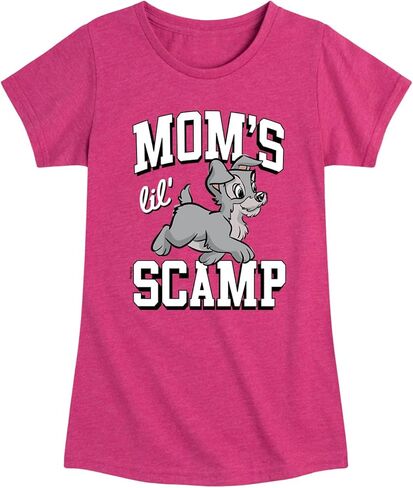 تي شيرت ديزني ليدي آند ذا ترامب - Moms Lil Scamp - تي شيرت برسومات قصيرة الأكمام للفتيات الصغيرات والشباب in Saudi Arabia