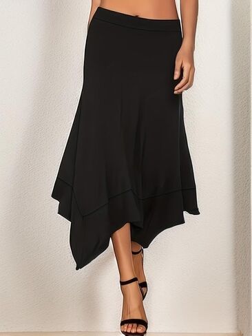 Women's Plus Size Solid Color Skirt with Asymmetrical Hem Casual Work Elegant Flowy Mermaid Skirt in Saudi Arabia