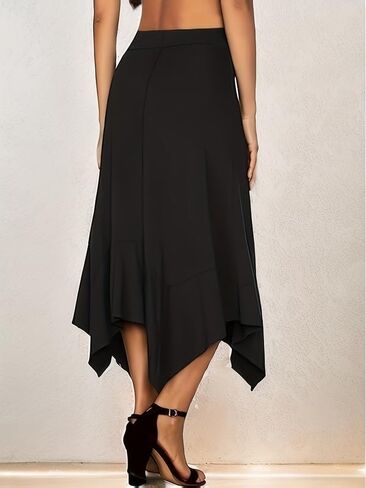 Women's Plus Size Solid Color Skirt with Asymmetrical Hem Casual Work Elegant Flowy Mermaid Skirt in Saudi Arabia