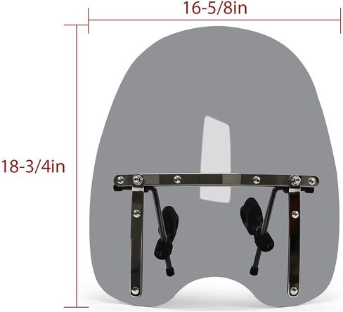 19"x17" Smoke Motorcycle Windshield Windscreen Fit for Harley Davidson Sportster Dyna Glide Softail Honda Kawasaki Suzuki Yamaha Cruiser in Saudi Arabia