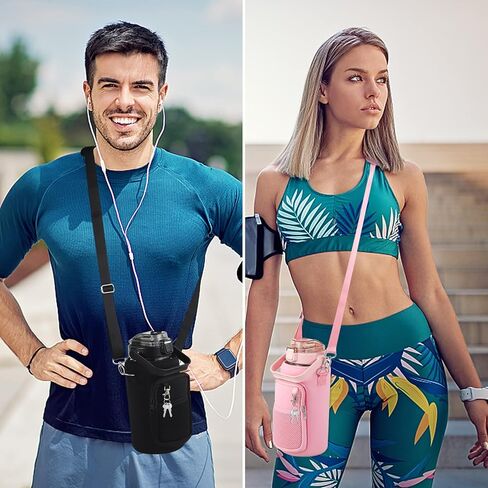 زجاجة مياه بوزن 64 أونصة مع كم، زجاجة مياه ملهمة مع ماصة وعلامة وقت للشرب، إبريق مياه رياضي مضاد للتسرب وخالي من البيسفينول أ وقابل لإعادة الاستخدام من النيوبرين للتمرين اليومي في صالة الألعاب الرياضية in Kuwait