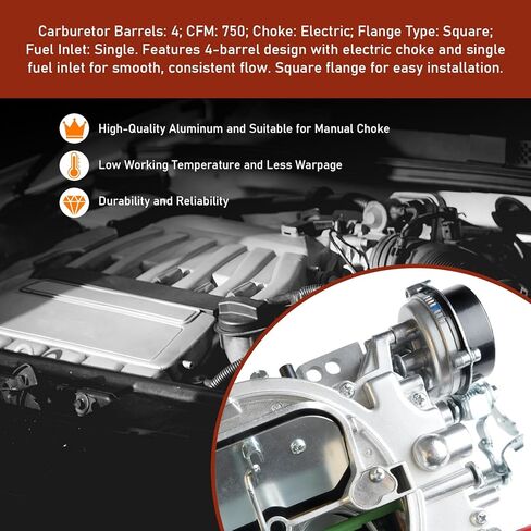 1411 750 CFM 4-cylinder carburetor with electric choke square flange single fuel inlet (non EGR)， Fit for Performer Series in Saudi Arabia