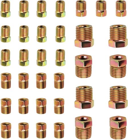35PCS 1/4 & 3/16 Brake Line Fittings Kit,Metric Brake Line Fittings Assortment Brakes Lines Inverted Tube Nuts,Universal Brakes Lines Kit Car Accessories for Cars,SUVs,Trucks in Kuwait