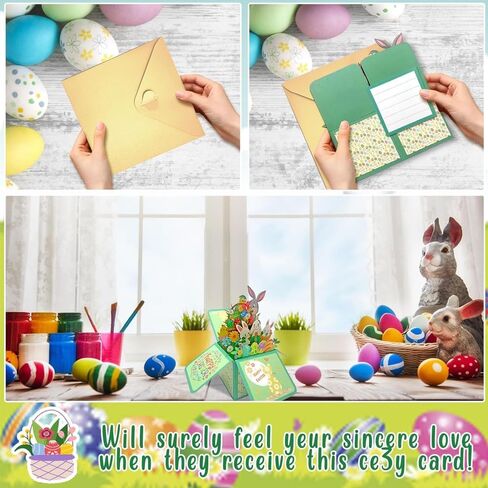 3D Pop Up Greeting Card Easter Bunny Floral Congratulations Easter Card With Envelope in Saudi Arabia