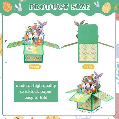 3D Pop Up Greeting Card Easter Bunny Floral Congratulations Easter Card With Envelope in Saudi Arabia