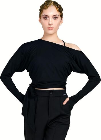 SCGGINTTANZ CR191 بلوزة رقص لاتينية بأكمام واسعة بدون أكتاف in Kuwait